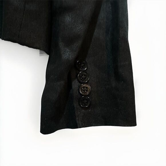 Vintage Lauren Ralph Lauren Black Linen Blazer Suit Jacket Made In Italy Sz 8 - Picture 9 of 10